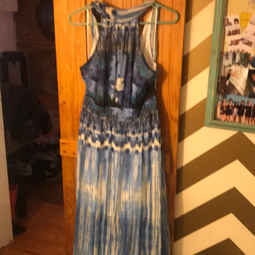 High Neck Blue Dress